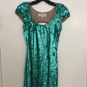 Dress the Population Gabriela turquoise sequin dre